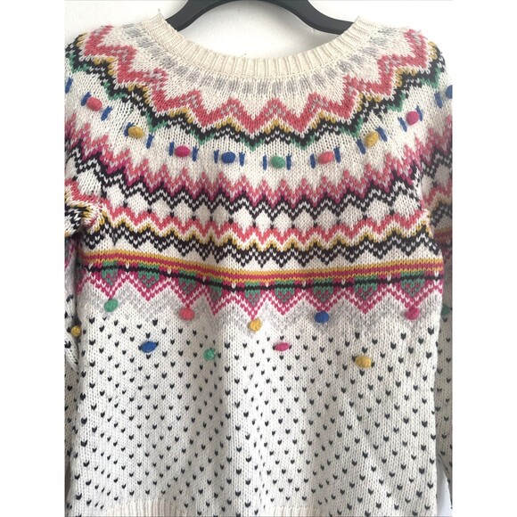 Talbots Fair Isle Sweater Whimsical Scandinavian Wool Blend Womens XS - Picture 5 of 16